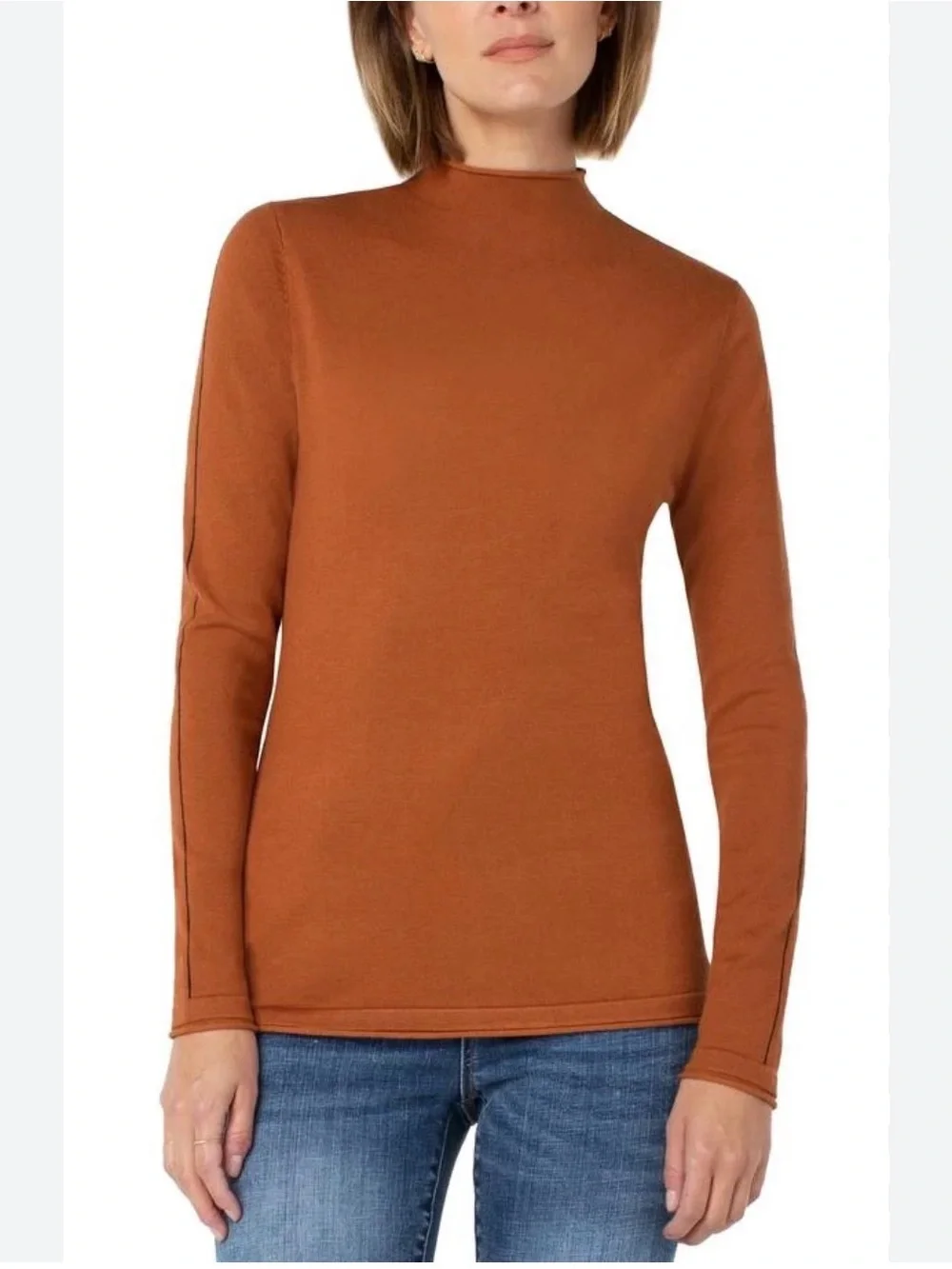 Liverpool Women’s Crewneck Top in Warm Rust Brown